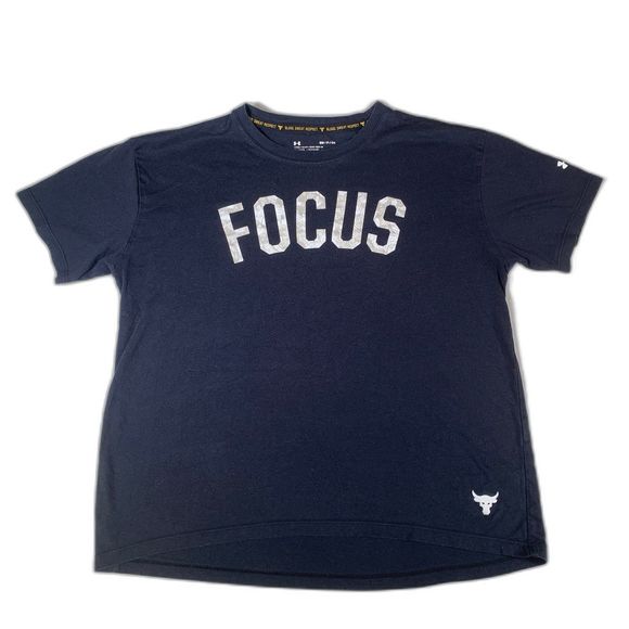 Under Armour Project Rock Womens Focus Solid Loose T-Shirt Sweat Respect Black S - Picture 1 of 5